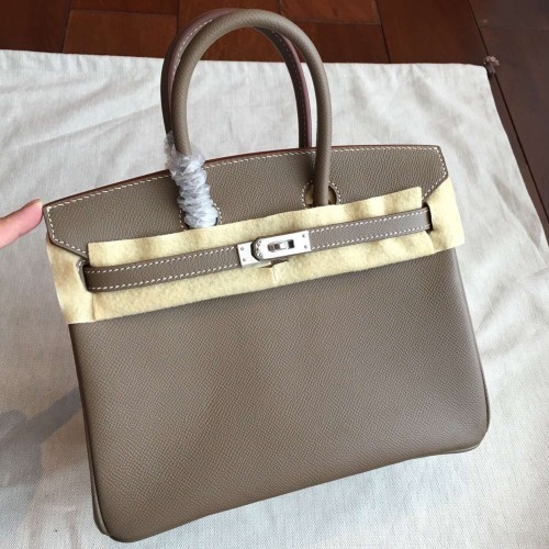 Hermes Etoupe Epsom Birkin 25cm Handmade Bag