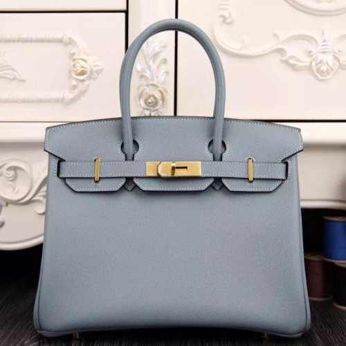 Hermes Birkin 30cm Bag In Blue Lin Epsom Leather