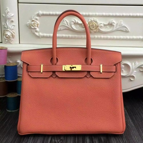 Hermes Birkin 30cm Bag In Crevette Clemence Leather