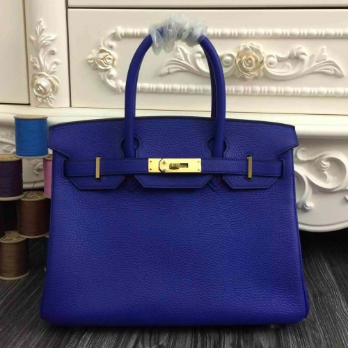 Hermes Birkin 30cm Bag In Electric Blue Clemence Leather