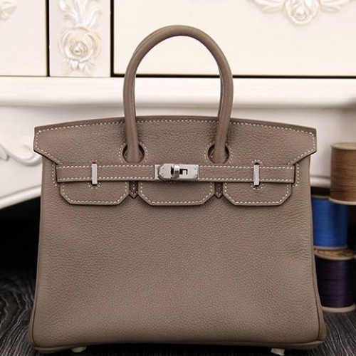 Hermes Birkin 30cm Bag In Etoupe Clemence Leather