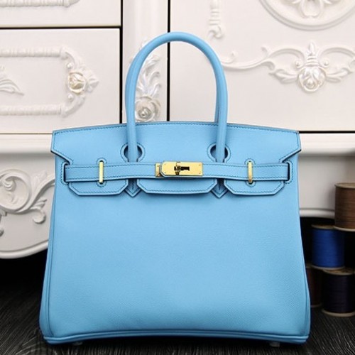 Hermes Birkin 30cm Bag In Light Blue Epsom Leather