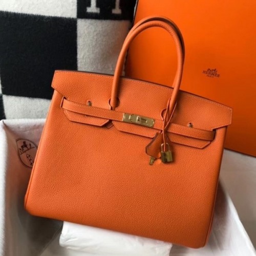 Hermes Birkin 30cm Bag In Orange Clemence Leather