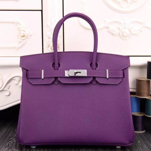 Hermes Birkin 30cm Bag In Purple Epsom Leather