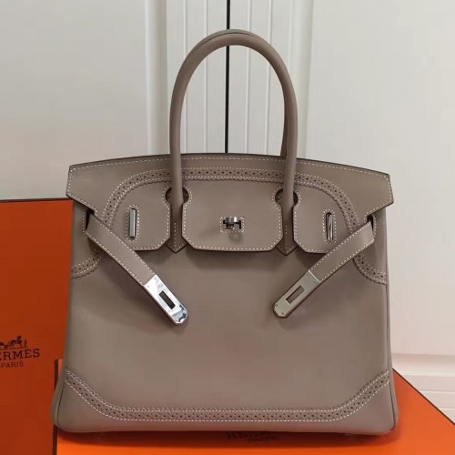 Hermes Birkin Ghillies 30cm In Grey Swift Leather