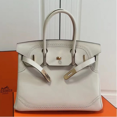 Hermes Birkin Ghillies 30cm In White Swift Leather