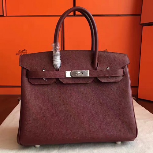 Hermes Bordeaux Epsom Birkin 30cm Handmade Bag