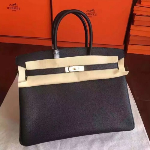 Hermes Black Epsom Birkin 35cm Handmade Bag