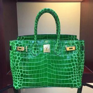 Hermes Birkin Bag In Bamboo Crocodile Leather