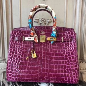 Hermes Birkin Bag In Fuchsia Crocodile Leather