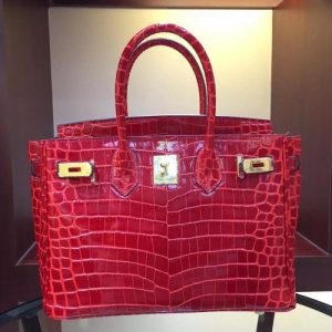 Hermes Birkin Bag In Red Crocodile Leather