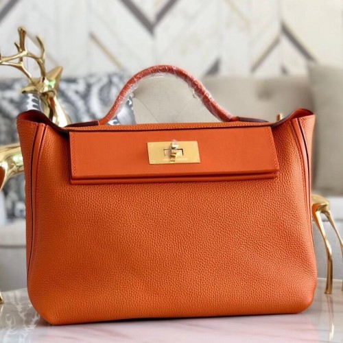 Hermes 24/24 29 Bag In Orange Clemence Calfskin