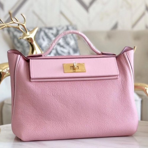 Hermes 24/24 29 Bag In Pink Clemence Calfskin