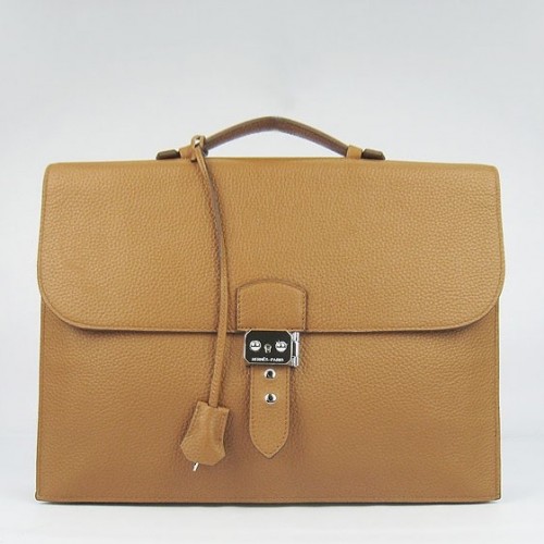 Hermes Brown Sac A Depeches 38cm Briefcase Bag