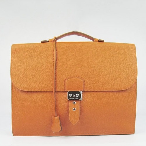 Hermes Orange Sac A Depeches 38cm Briefcase Bag