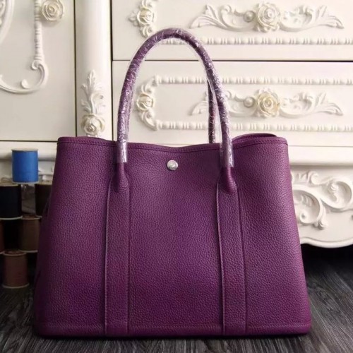 Hermes Medium Garden Party 36cm Tote In Purple Leather