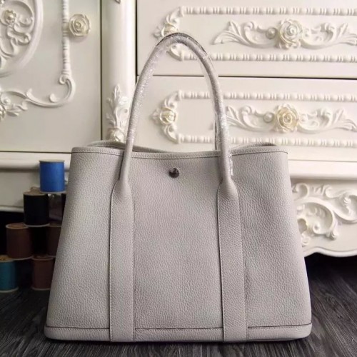 Hermes Medium Garden Party 36cm Tote In White Leather