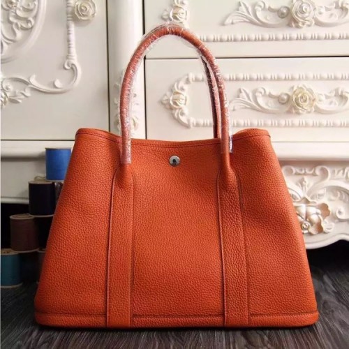 Hermes Small Garden Party 30cm Tote In Orange Leather