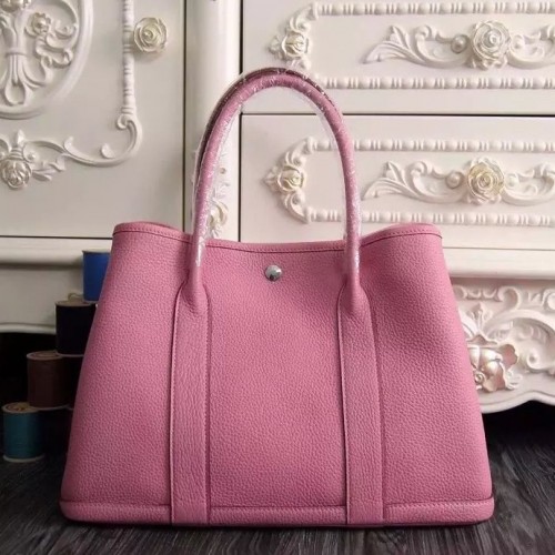 Hermes Small Garden Party 30cm Tote In Pink Leather