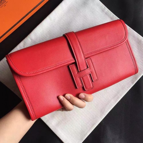 Hermes Red Swift Jige Elan 29 Clutch