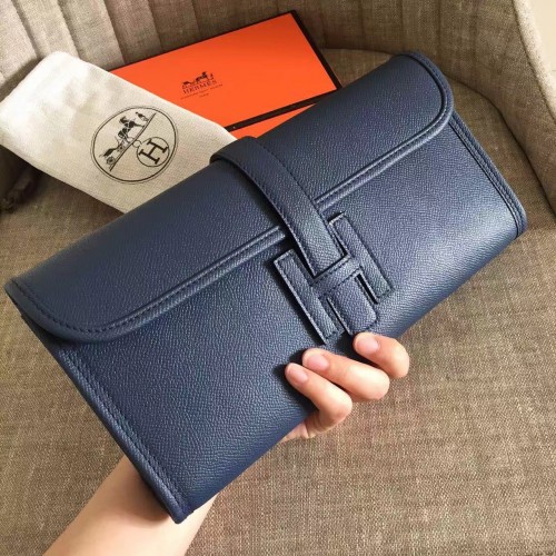 Hermes Sapphire Epsom Jige Elan 29 Clutch