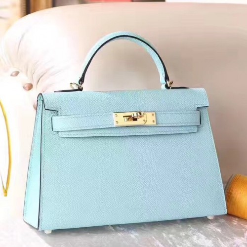 Hermes Blue Zephyr Epsom Kelly Mini II 20cm Handmade Bag