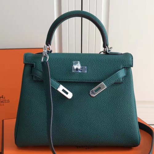 Hermes Malachite Clemence Kelly 25cm PHW Bag