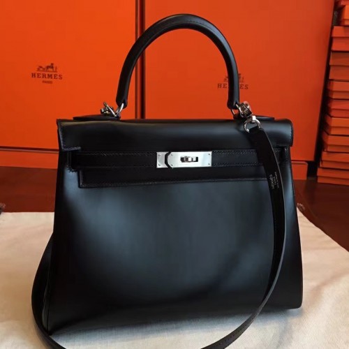 Hermes Black Box Kelly Retourne 28cm Handmade Bag