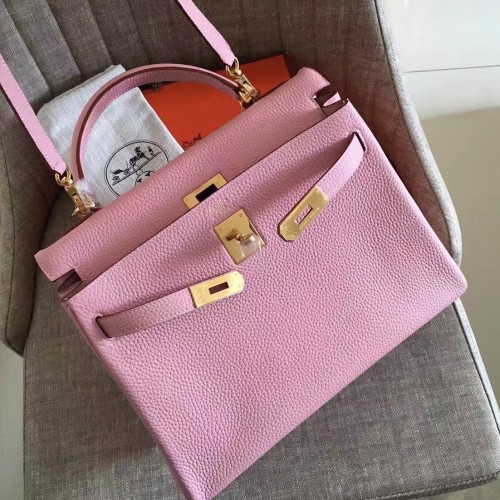 Hermes Pink Clemence Kelly Retourne 28cm Handmade Bag