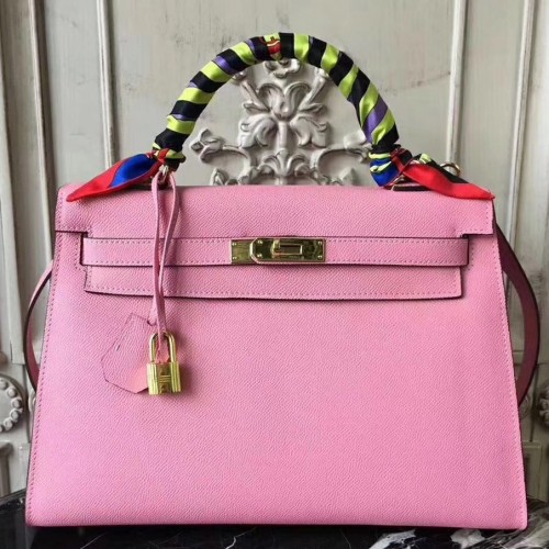 Hermes Pink Epsom Kelly 32cm Sellier Bag