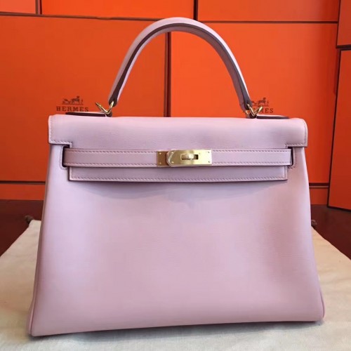 Hermes Rose Dragee Swift Kelly Retourne 32cm Handmade Bag