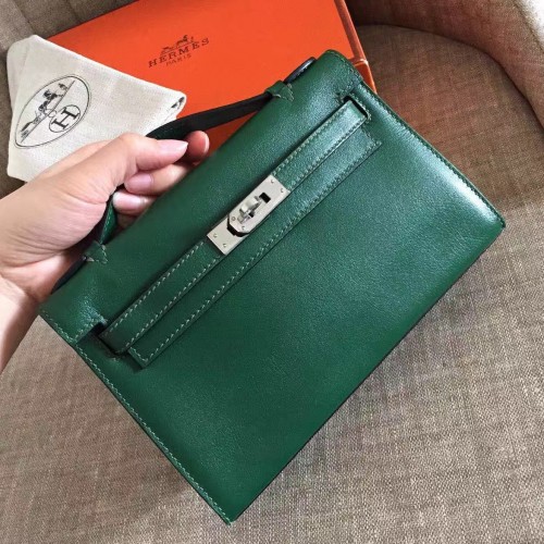 Hermes Malachite Swift Kelly Pochette Handmade Bag