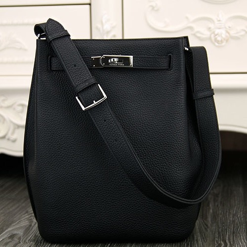 Hermes So Kelly 22cm Bag In Black Leather