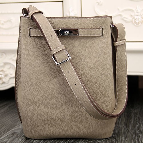 Hermes So Kelly 22cm Bag In Grey Leather