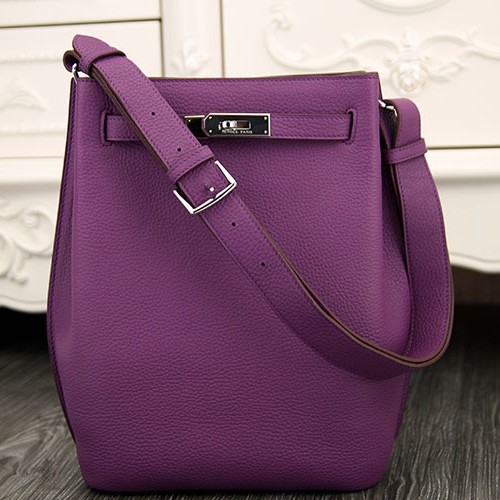 Hermes So Kelly 22cm Bag In Purple Leather