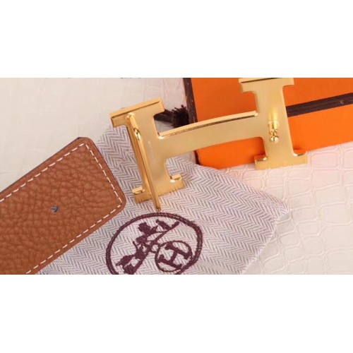 Hermes H Belt Buckle &amp; Brown Clemence 32 MM Strap