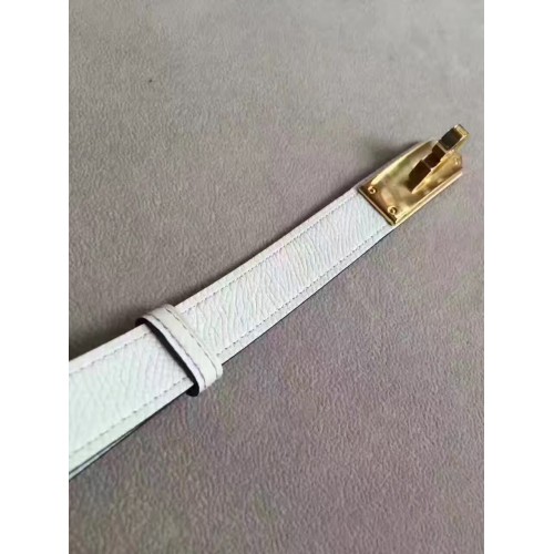 Hermes White Epsom Kelly Belt With Gold Hardware