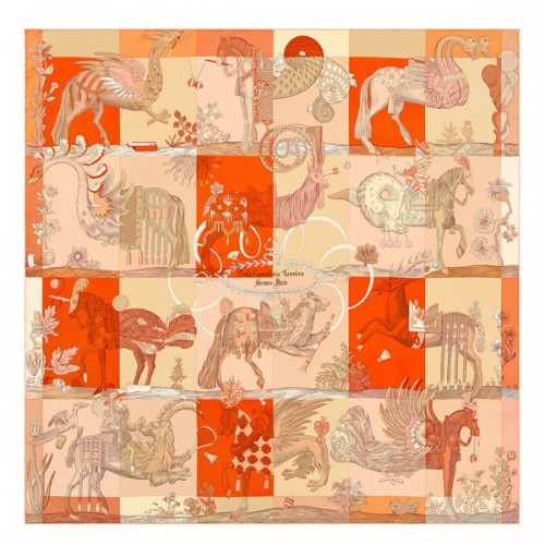 Hermes Beige Della Cavalleria Favolosa Silk Twill Scarf