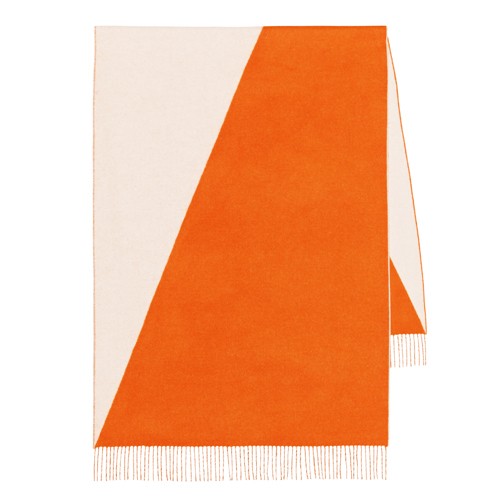 Hermes Casaque Stole In Beige And Orange Cashmere