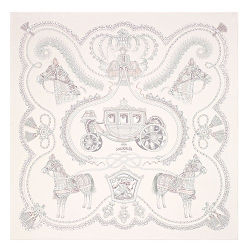 Hermes Creme Paperoles Silk Twill Scarf