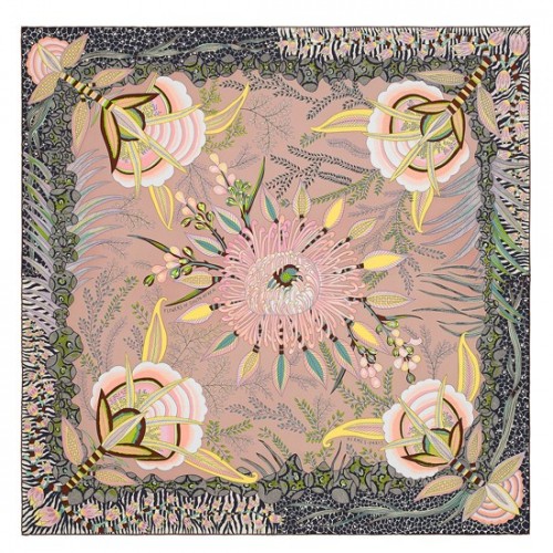 Hermes Jaune Flowers of South Africa Silk Scarf