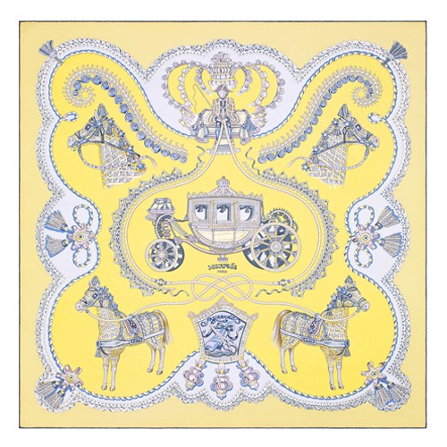 Hermes Jaune Paperoles Silk Twill Scarf