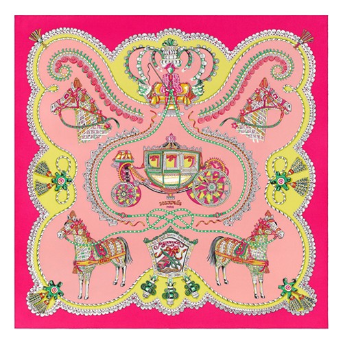 Hermes Vieux Rose Paperoles Silk Twill Scarf