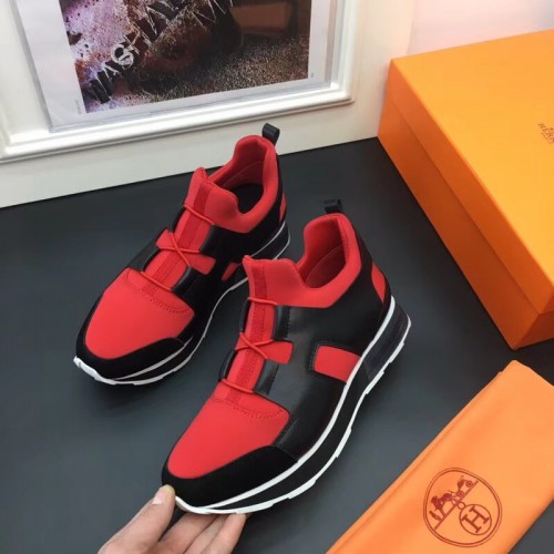 Hermes Men Red/Black Player Sneakers