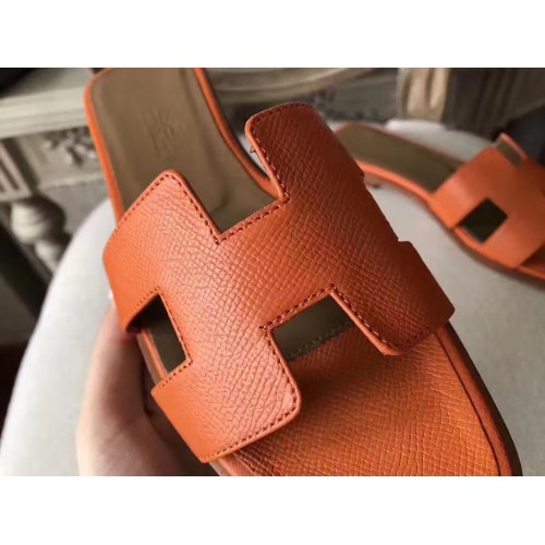 Hermes Oran Sandals In Orange Epsom Leather