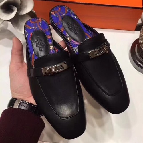 Hermes Oz Mule In Black Calfskin Leather