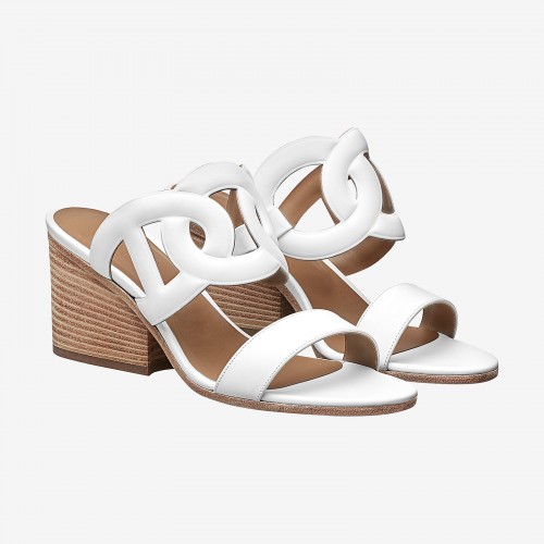 Hermes White Peace Sandals